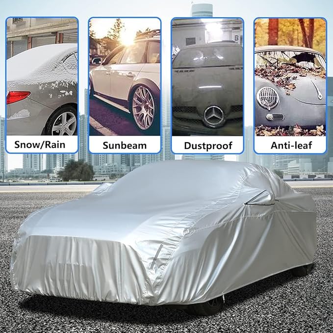 Tecoom Sport Car Cover Waterproof All Weather, Light Shell Car Covers for Autombilas Without Door Zipper & Mirror Pockets Windproof Sun Uv Hail Protector Car Cover Fit Coupe/Sport Car (183-193 Inches)