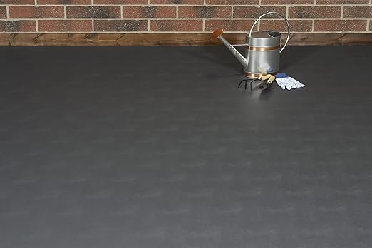 G-Floor Seamless Sheet Vinyl Shed Flooring Cover with Bonded Fibrous Backing - Levant Pattern (8' x 20', Slate Grey)
