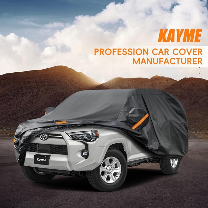Kayme 7 Layers SUV Car Cover Custom Fit for Toyota 4Runner (2002-2025) Waterproof All Weather for Automobiles,Outdoor Full Cover Rain Sun UV Protection.Black