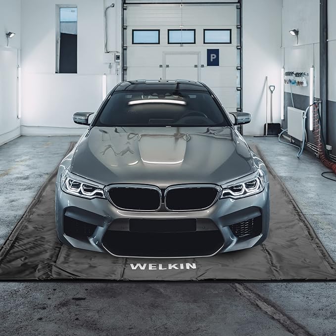WELKIN Containment Mat,(8'5" x 22'),Non-Slip Garage Floor Mat - Heavy Duty Waterproof Protection from Snow, Rain and Mud for Cars