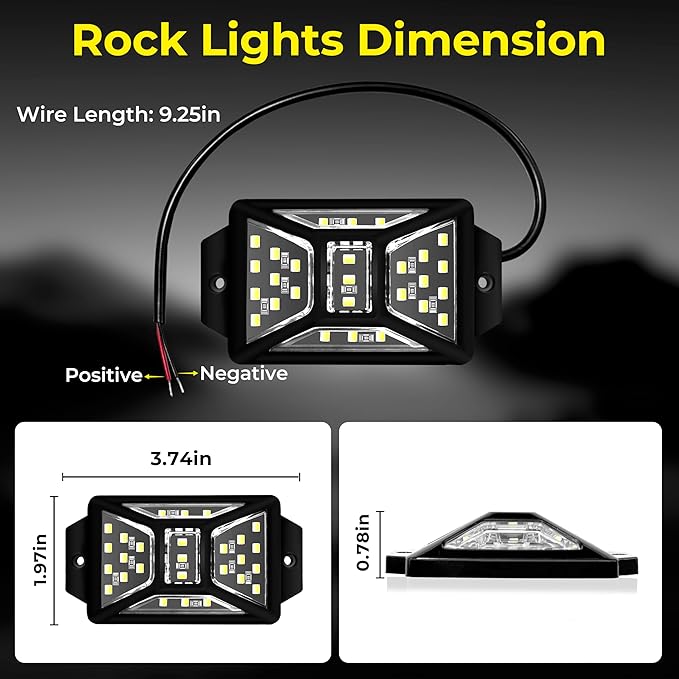 30 Pods 810 White Rock Lights with 11yd/10M Extension Wire, 6000K Super Bright Underglow Light, Waterproof IP67, 360° Full Angle Illuminate Rock Lights for Trucks Jeep UTV ATV SUV Boats