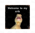 Welcome To My Crib Space Vintage Metal Tin Sign Bar Cafe Garage Cave Home Room Wall Bathroom Farmhouse Garden Porch Patio Decor, 8 x 8 Inch