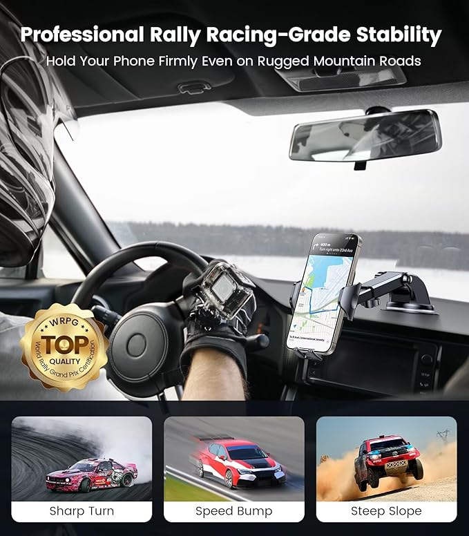 VICSEED [No.1 Powerful Suction] [Rally Racing-Grade Stability] Phone Holders for Your Car 2025 Upgraded Car Phone Holder Mount Truck Stand for Dashboard Windshield Vent for iPhone Samsung All Phones