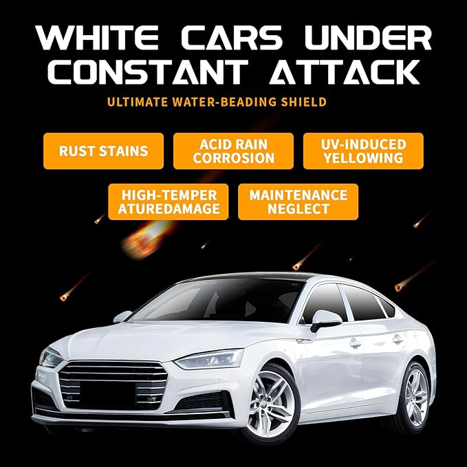 Car Wax for Light & Metallic Cars | White, Silver, Pearl | Anti-Yellowing Carnauba | 90° Water Beading & UV Shield