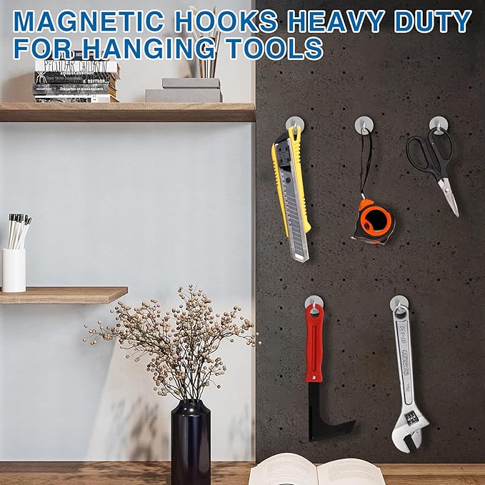 LOVIMAG Strong Magnetic Hooks, 40LBS Neodymium Magnets with Hooks, Cruise Must Haves for Travel, Magnetic Key Holder for Wall,Cruise Ships,Locker,Metal Door,Office,Kitchen,Classroom- 6 Pack