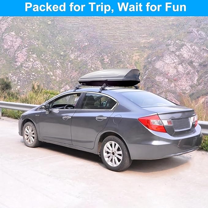43inch Universal Car Roof Rack, Aluminum Car Roof Rack Cross Bars, Anti-Theft Lock, Adjustable Window Frame for Bike Kayak Cargo Luggage, 42.91-44.88 inch Distance Between Rain Grooves, 165LBS Load