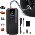 Tire Inflator Portable Air Compressor, 150 PSI Cordless Air Pump, Dual Power 6000mAh, 12V DC Car Plug, Fast Inflation 24L/Min, Auto Shut-Off, LED Light, 4 Preset Modes for Car, Bike, Motorcycle, Balls