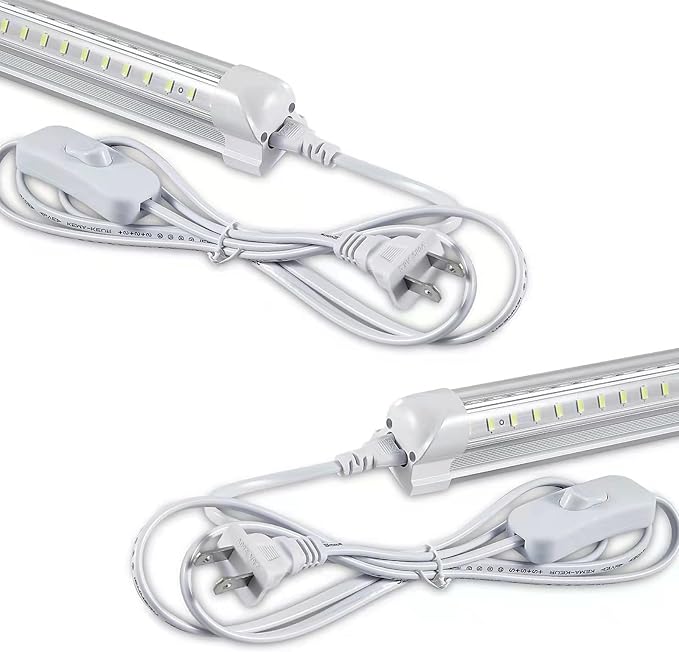 2FT LED Shop Light, 25W 3500LM 6000K/White Super Bright, T8 Integrated LED Tube Light Fixture,Plug and Play, Linkable LED Shop Lights for Room, Garage, Workbench, Under Cabinet (2 Pack)