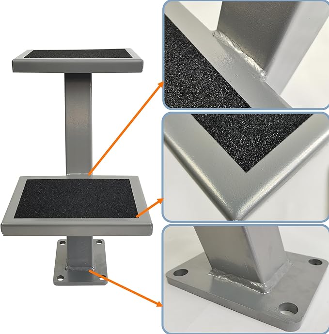 Universal 2 Double Steps Boat Trailer Ladder Boarding Step Fit for Trailer Tongue up to 3" x 4"