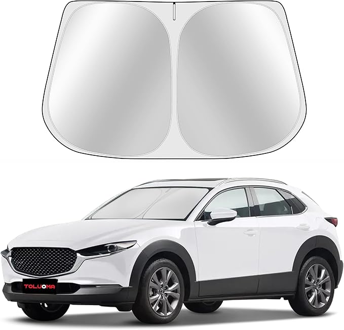Custom Fit Windshield Sun Shade for Mazda CX-30 2019-2025 - CX30 Sunshade Full Coverage, 210T Reflective Fabric, Double-Layer Design - Blocks 99% UV Rays, Easy to Install and Store