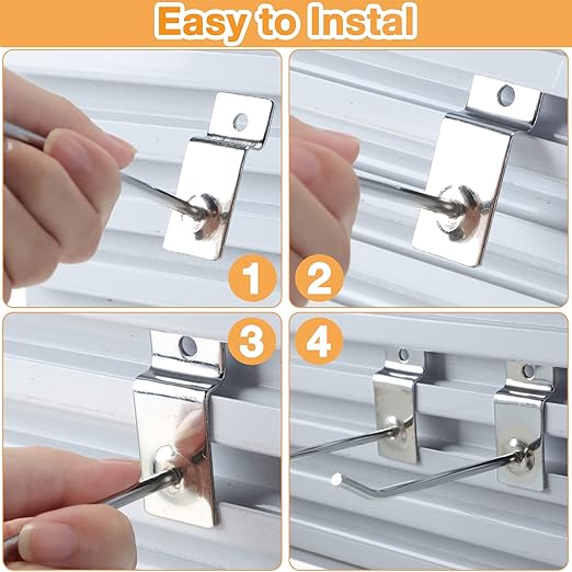 Moxweyeni 100 Pcs Heavy Duty Slatwall Panel Hooks Hanging Metal Slat Wall Hanging Hooks Silver Slat Wall Hanger Commercial Grade Slatwall Pegs Accessories for Shop Retail Display(6 Inch)