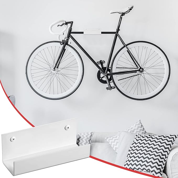Blulu 4 Pieces Wall Mount Ladder Wall Wheelbarrow Hanger Steel Garage Storage Hook Wheelbarrow Hanger Heavy Duty Garage Storage Organizer for Hang Ladders Carts Chair Bicycle(White)