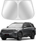 Custom Fit Windshield Sun Shade for Ford Explorer 2020-2025 - Full Coverage, 210T Reflective Fabric, Double-Layer Design - Blocks 99% UV Rays, Keeps Car Cool, Easy to Install and Store