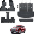 GALVAGNIATE Floor Mats for 2020-2024 2025 Hyundai Palisade 7-seat/8-seat Trunk Mat with Backrest Mat, All Weather TPE Cargo Liner Lower Cargo Mat for Palisade Accessories