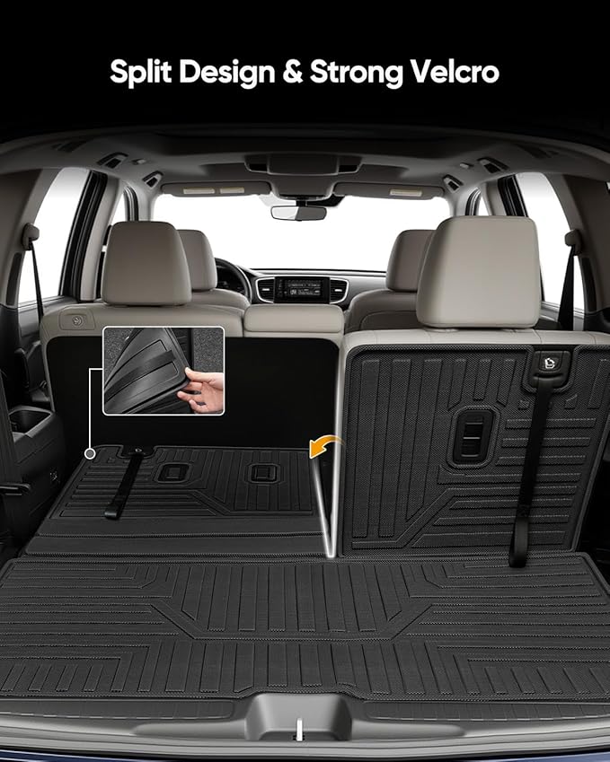 Car Floor Mats for Honda Pilot 2016-2022 8 Seats (No Elite Models), Accessories for Honda Pilot 2016-2022, All Weather Black Rubber Liners for Cars, Custom Fit Trunk Mat Back Seat Cover, 4PCS