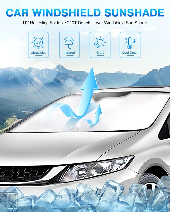 KUST Windshield Sun Shade for 2019-2024 2025 Audi A7 Accessories Window Shade Sun Visor Cover Foldable Blocks UV Rays Keep Your Car Cooler