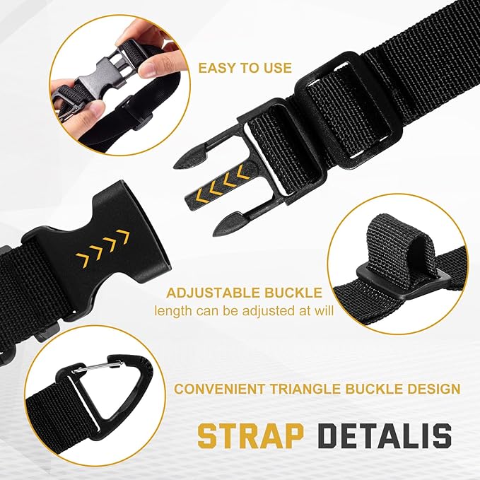 6 Pack 17 Inch Adjustable Extension Cord Holder Organizer with Triangle Clips Heavy Duty Storage Straps Extension Cord Hanger for Men Workshop and Garage Organization and Storage (Black)