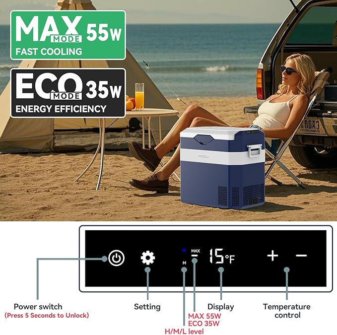 Car Fridge Portable 12V Refrigerator 40 Quart 12 Volt Freezer Compressor Cooler 12V/24V DC 110～240 V AC for Truck Van RV Camper SUV and Home Use (HC-38P5)