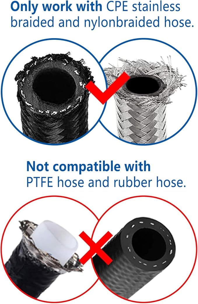LokoCar 6AN Hose End Fitting 180 Degree Swivel For CPE Braided Hose Black 2Pcs