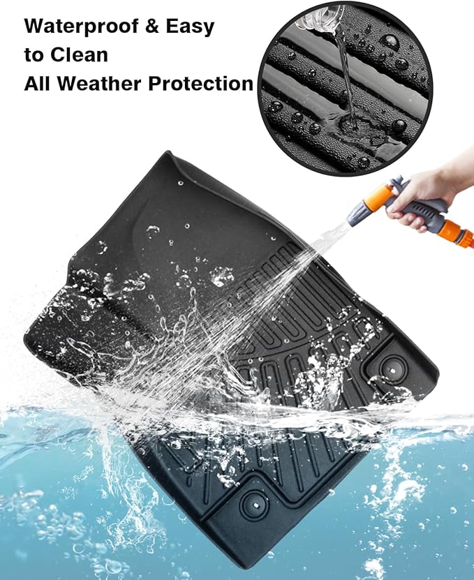 Powerty Floor Mats for 2022-2025 Kia EV6 Accessories All Weather Floor Liner 3D TPE 1st & 2nd Row Floor Mat Heavy-Duty Floor Liners