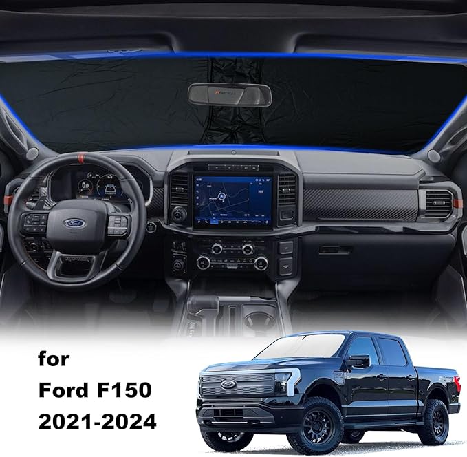 2025 Upgrade Front Windshield Sunshade fit for Ford F150 2021-2025 Foldable Car Shade 240T Reflective Polyester Ford F-150 Lariat King Ranch Platinum XL XLT Limited Raptor Accessories |Keep Cool|
