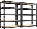 72.12" H Garage Shelving, Storage Shelves Load 2100LBS, 5-Tier Adjustable Shelving Unit with Thickened Wooden Boards for Multiple Scenarios, 72.12" H x 35.55" W x 11.85" D, Black, 2 Pack