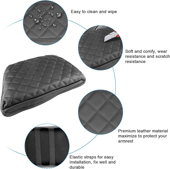 SXCY for 2025 Volvo XC60 Armrest Cover [Add Pad] for Volvo XC60 2018-2025 Accessories 2025 XC60 Center Console Cover 2025 XC60 Middle Console Cover (Black Checkered Pad)