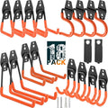 18 Pack Heavy Duty Garage Hooks, Utility Wall Mounted Storage System, with Anti-Slip Coating Hanger, for Hanging Power and Garden Tools, Ladders, Bikes, Ropes and Bulk Items