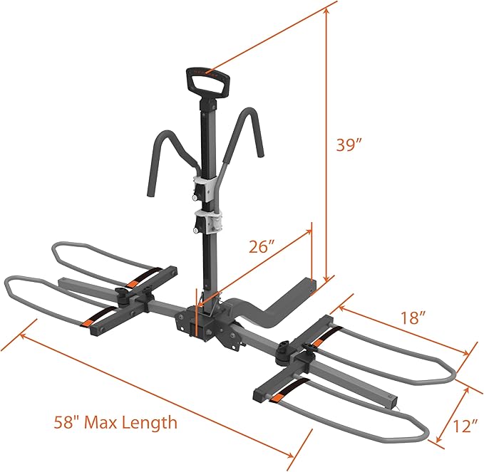 HYPERAX Volt 2 - E Bike Hitch Mounted Platform Style 2 Bikes Carrier for Car, SUV, Trucks, Sedan, Tilting e-Bike Rack for Hitch Fits Up to 2 X 70 lbs Bike with Up to 5" TIRE - NO RV USE!