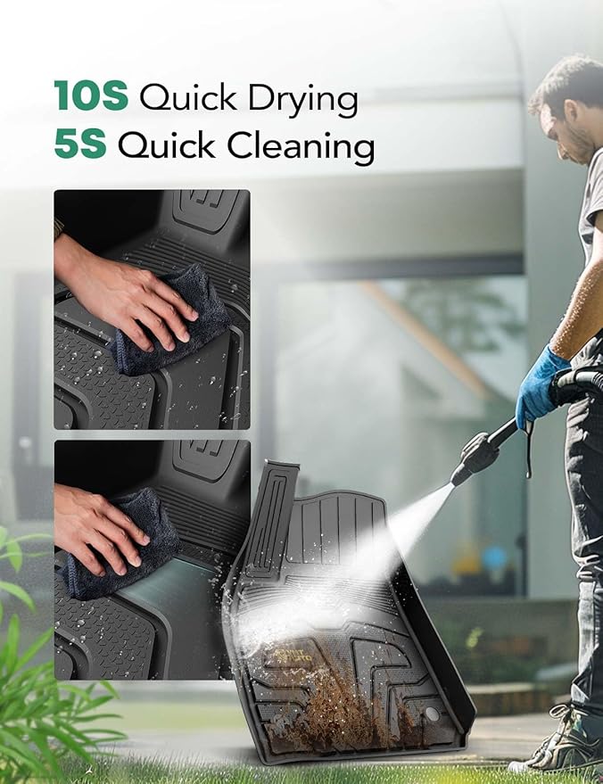 YHTAUTO Custom Fit Car Floor Mats for Tesla Model Y 2025-2020 (5-Seat), Not for Juniper, 1st & 2nd Row All Weather TPE Car Mats Carpet Liners, Anti-Slip Waterproof, Automatic Front Rear Mats for Car
