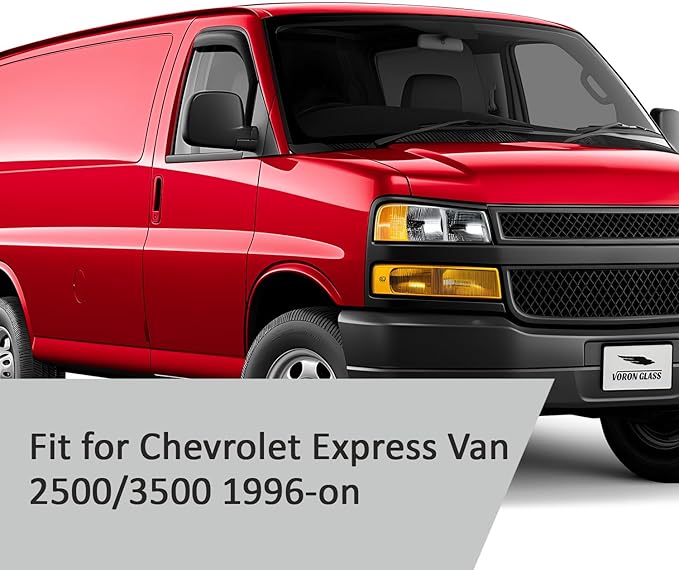 Voron Glass in-Channel Extra Durable Rain Guards for Chevrolet Express Van 2500/3500 1996-2025, Window Deflectors, Vent Window Visors, 2 Pieces - 200280