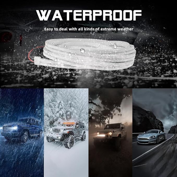 Car LED Strip Light For Trunk, 79Inch IP67 Silicone Waterproof Neon Light Strip Embedded, Flexible Cutting Universal Auto Interior Lights(Warm White)