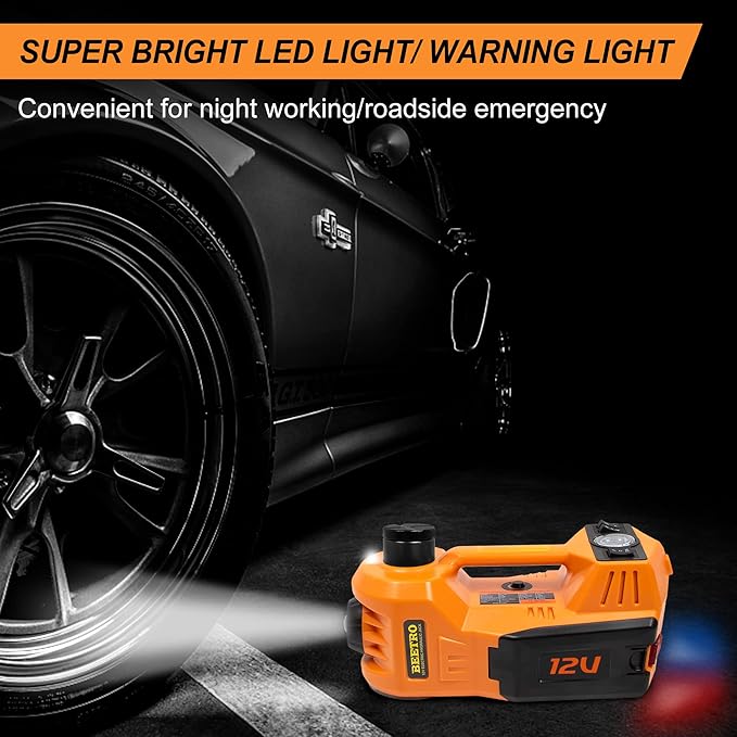 BEETRO Electric Car Jack Kit 5 Ton 12V with Electric Wrench and Tire Inflator Pump for SUV MPV Sedan Change Tires Garage Repair