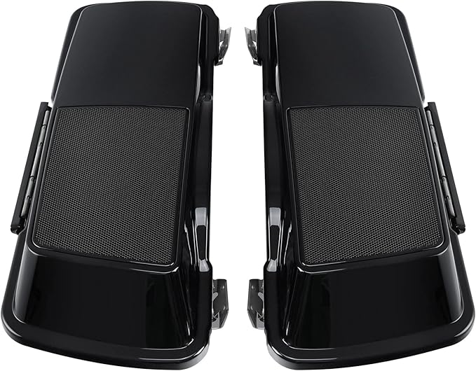 XFMT 5" Stretched Saddlebags Extended Saddle Bags W/ 6x9 Speaker Llids Black Latches For Harley Touring Road King Street Glide Road Glide Electra Glide Ultra Classic 1993-2013