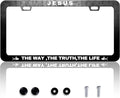 Jesus The Way The Truth The Life License Plate Frame Cross License Plate Frames Personalise Stainless Steel Funny Design Compatible with Standard License Plate Holder for USA Canada 6 X 12 Inch