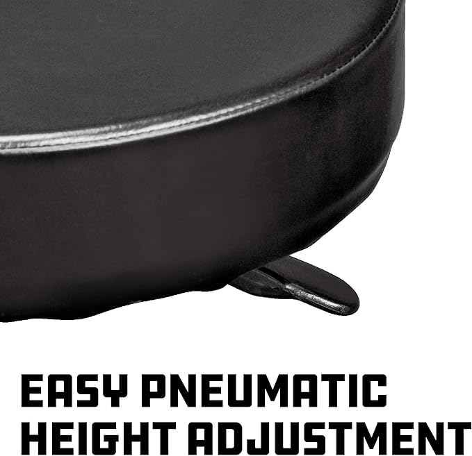 Powerbuilt Rolling Seat, Height-Adjustable Garage Stool with Tool Tray, Smooth and Padded for Car Repair, Detailing, Comfort - 640834, Black