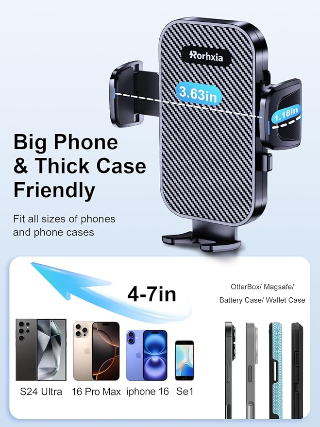 [Military-Grade 3-in-1 Purple Phone Holders for Your Car, [2025 Most Stable and Flexible Suction Cup] Vent Dashboard Windshield Cell Phone Mount Car Fit for All Phones, iPhone, Samsung
