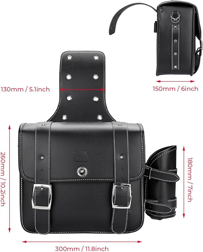 KEMIMOTO Motorcycle Saddlebags Throw Over Saddle bags 20L Faux Leather Side Luggage Bags with cup holder for Sportster Softail Dyna Rebel Shadow Universal Black