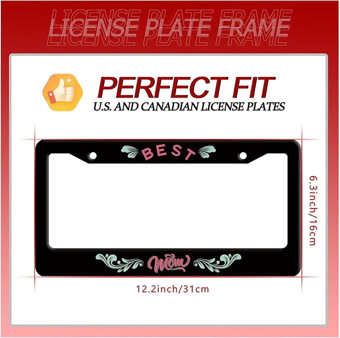 Best mom License Plate Frame Love mom License Plate Frames Stainless Steel Accessories Cars Decor with 2 Holes and Screws Fits Standard US CA Vehicles Size 12.2 x 6 Inches