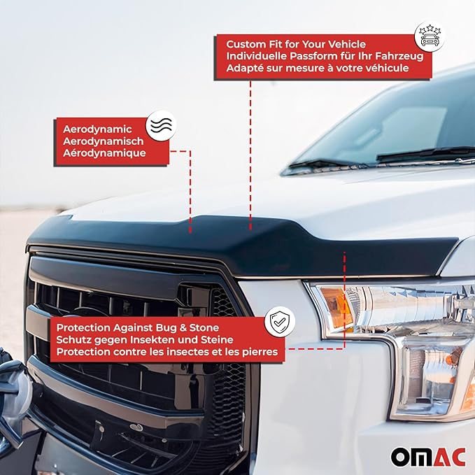 OMAC Front Bug Shield Hood Deflector for Nissan Navara D23 2014-2024 Acrylic Smoke