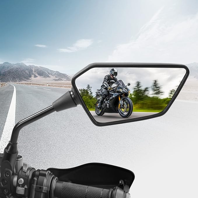 ATV Mirror, Side Rearview Mirrors for Bike Motorcycle ATV Scooter Cruiser with 8mm 10mm Bolt, 7/8" Handle Bar Mount Clamp Compatible with Suzuki Yamaha Honda Kawasaki Victory and More
