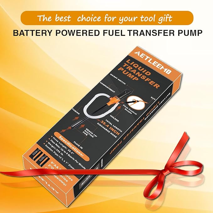 Portable Power Battery Pump, Battery Powered Electric Siphon Pump for Gasoline, Fuel Oil and Diesel, Siphon Liquid Extractor, 2.2 GPM, Hand Fuel Pumps