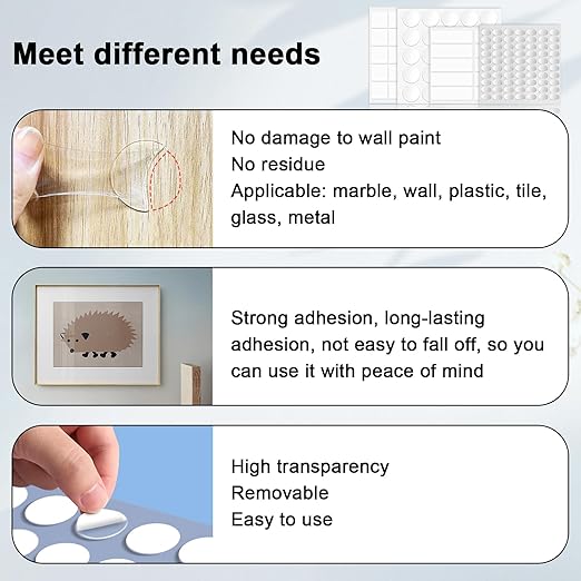 360pcs Nano Double Sided Tape for Wall 0.8" Sticky Dots Mounting Putty Two Sided Adhesive Museum Putty Multi-Shape Sticky Tack No Traces - Crafts Poster Decoration Picture Hanging Crafting Party