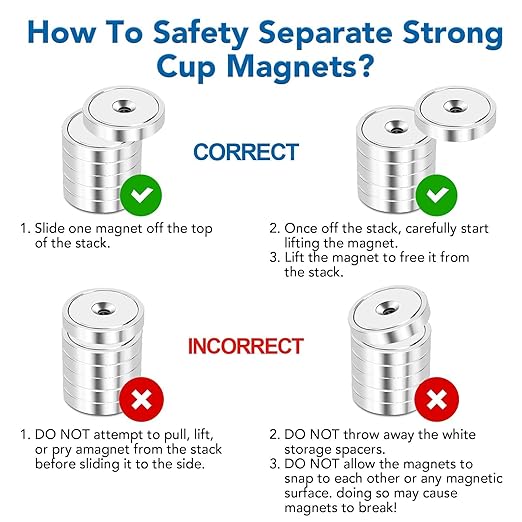 LOVIMAG Strong Rare Earth Magnets, 3 Sizes - Neodymium Cup Magnets with Countersunk Hole and Screw for Tool Organizer, Fridge, Cabinet - Pack of 12