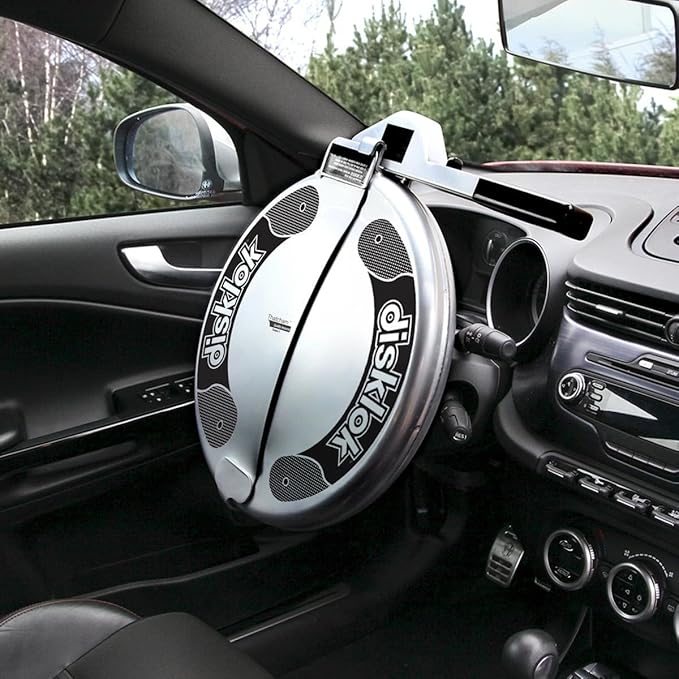 Security Device - Steering Wheel Lock - Full Cover - Silver - Thatcham Approved (Small, 13.7in - 15.3in)