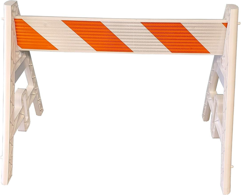 Type 1 A-Frame Plastic Barricade with Reflective Double Sided 4 Foot Rail-A Frame legs and Rails ship separate.
