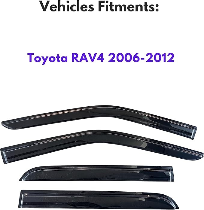 KPY Window Visor Compatible with Toyota RAV4 2006-2012, 4PC Rain Guard Side Window Vent Deflectors Tape-On Mugen Style, 2006 2007 2008 2009 2010 2011 2012