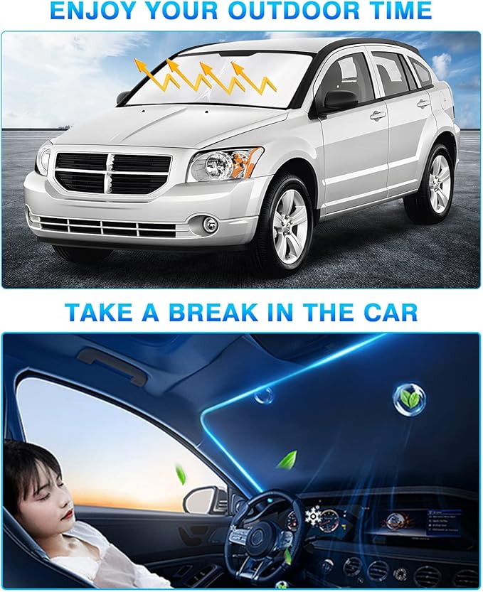 KUST Windshield Sun Shade for 2007–2012 Dodge Caliber Window Shade Sun Visor Cover Foldable Blocks UV Rays Keep Your Car Cooler
