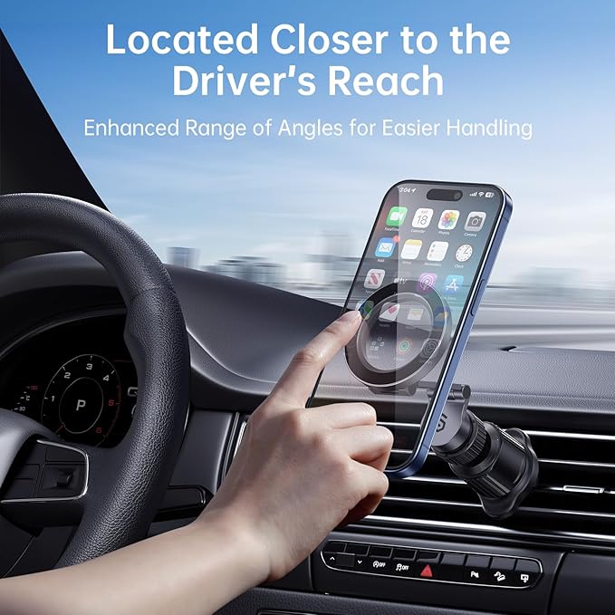 SYNCWIRE for Magsafe Car Mount Vent - Magnetic Phone Holder for Car [3D Long Arm | Flexible Rotation | Strong Magnets] Air Vent Car Phone Mount for iPhone 16 15 14 13 12 Pro Max Plus Mini Mag Safe