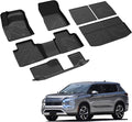 LASFIT Floor Mats & Backseat Cargo Mat for Mitsubishi Outlander 2022-2025 (Not Fit PHEV or Sport Models), TPE All Weather Protection Custom Fit 3 Row Rubber Floor Liners, Black, Easy to Clean